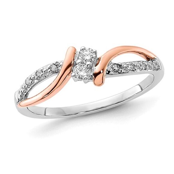 1/10 Carat (ctw) Diamond Promise Ring in 10K White Gold (SIZE 7)